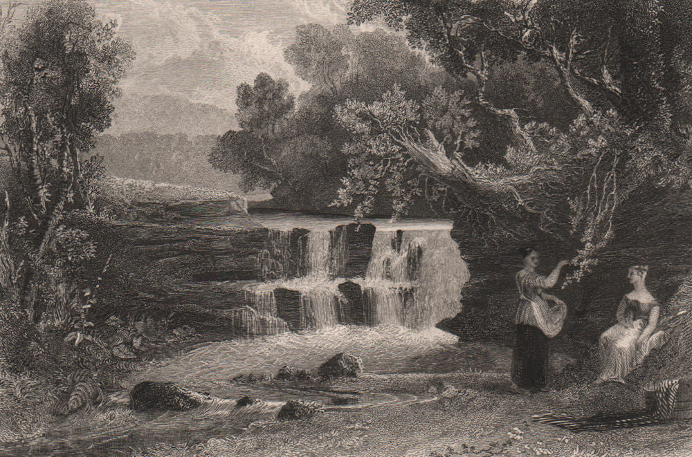 Habbies Howe - Logan Burn. Scotland 1845 old antique vintage print picture